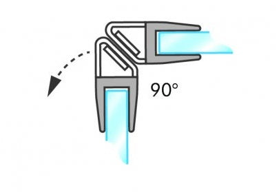Magnetdichtungspaar 90° (2x 45°) mit breitem Magnetstreifen – Für 6 oder 8 mm Glas – Art.Nr. 2x008A1W