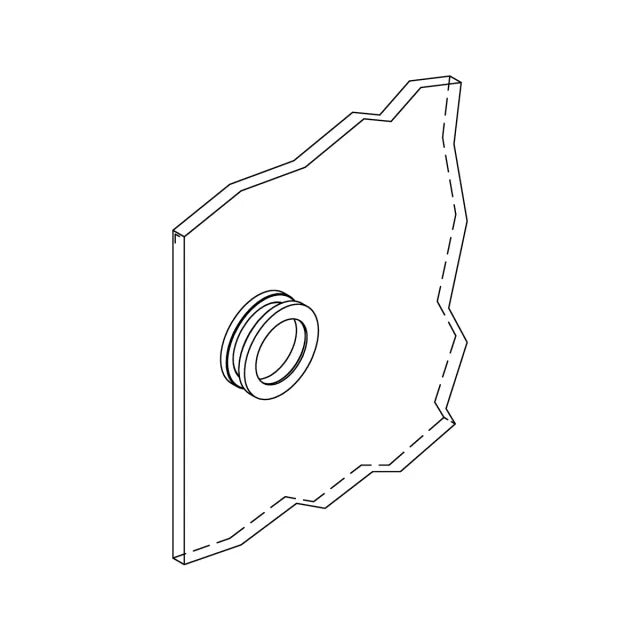 Griffmuschel aus Edelstahl für Glastüren, Ø 60 mm / 38 mm, mit Bohrung, verschraubt