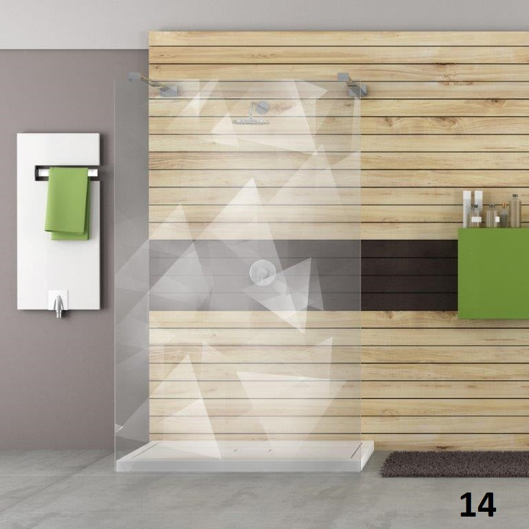 Abstraktes geometrisches Motiv als Lasergravur auf Designduschglas