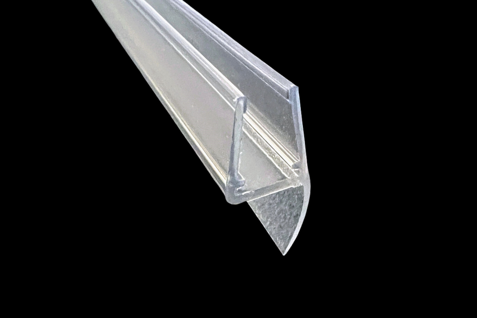 Lippendichtung 180° fluchtend mit gewölbter Lippe – Für 6 oder 8 mm Glas, Lücken 5-11 mm – Art.Nr. 5001