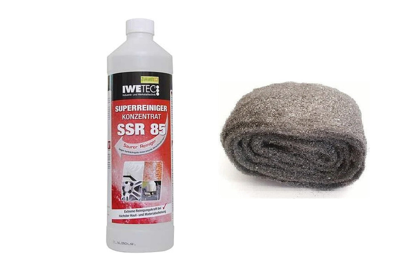 SSR85 Superreiniger-Konzentrat 1 Liter und superfeine Stahlwolle Typ 0000 aus dem Reinigungs-Set