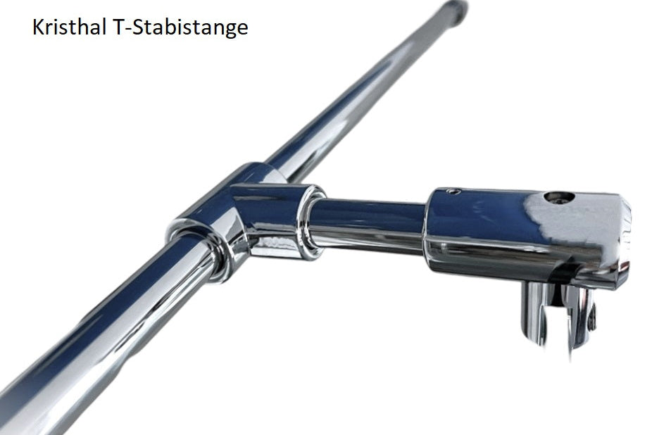 T-Form Glas Wand 90° Stabistangen Set für Glasdusche, 19 mm Rohr, Chrom glanz, inkl. T-Verbinder, Art Nr. T-Form19 SET