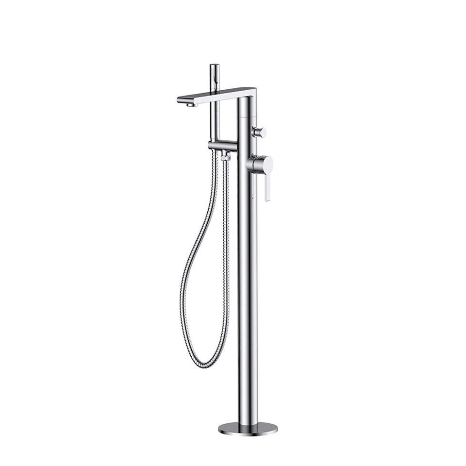 Freistehende Wanne-Brause-Einhebelmischbatterie mit Handbrause, Chrom
