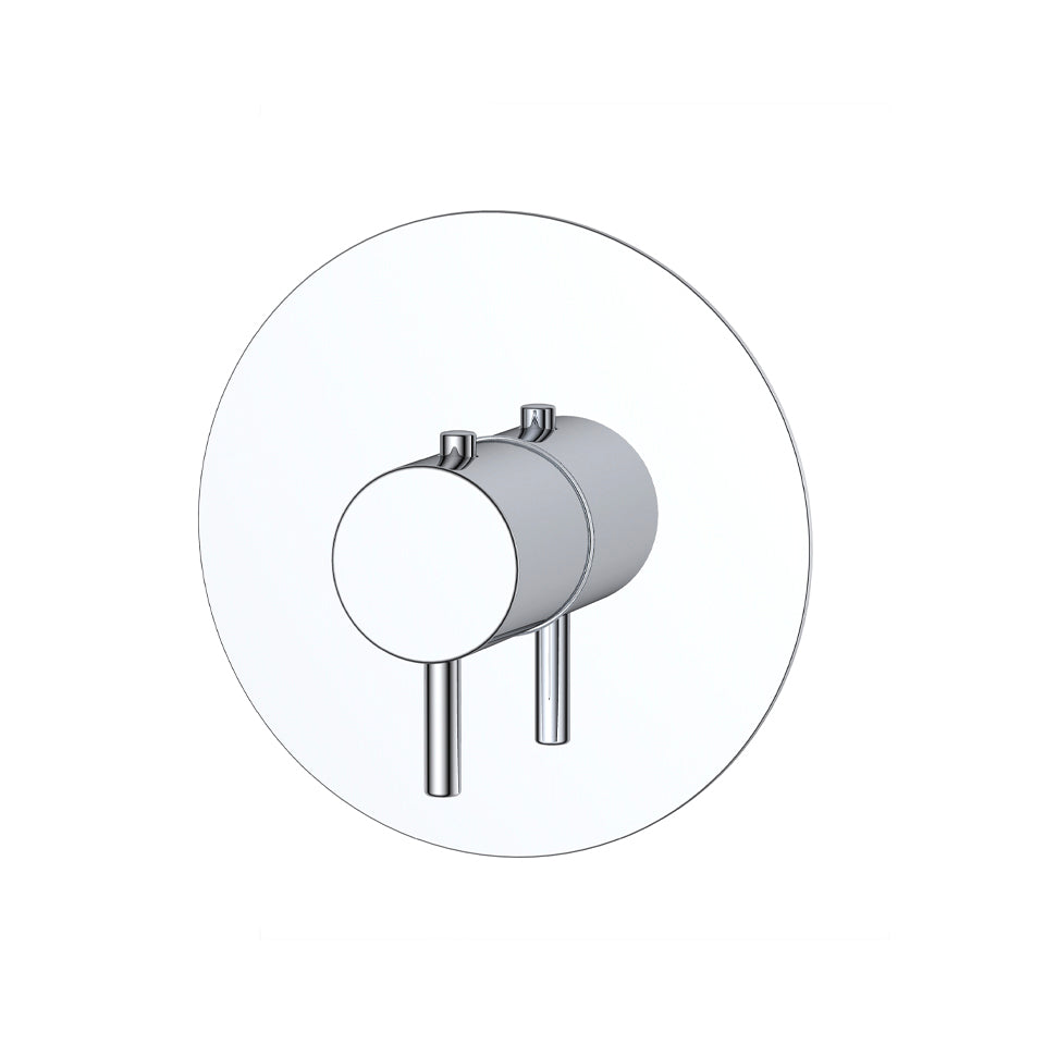 Unterputz-Thermostat-Mischbatterie verchromt mit runder Rosette und zwei Stielhebeln