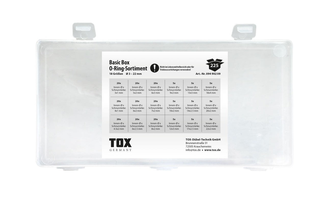 TOX Basic Box O-Ring Sortiment – 225-tlg., 18 Größen