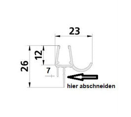 gebogene Dusch-Türdichtung mit Abtropfleiste in "Rinnenform", Art.Nr. 3249G