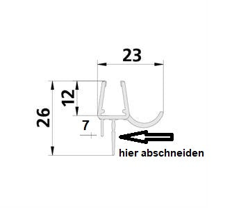 Duschdichtung mit Abtropfleiste in Rinnenform und kürzbare Lippe – Für 6 oder 8 mm Glas – Art.Nr. 3249