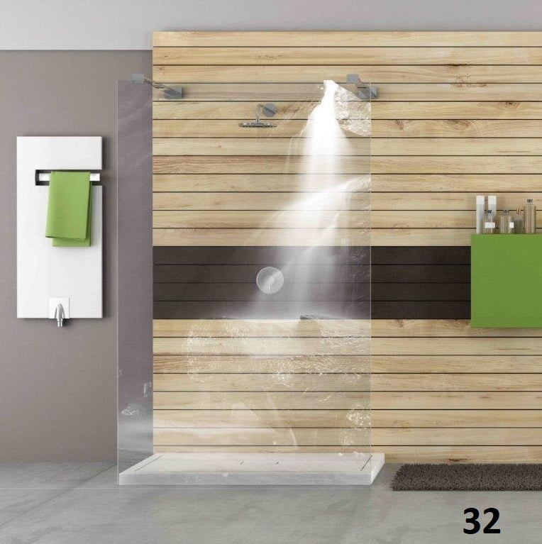 Wasserstrahl-Motiv, graviertes Duschglas als Sichtschutz für die Dusche