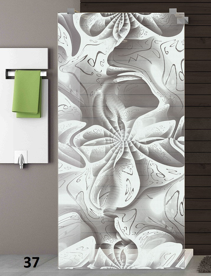 ESG Sicherheitsglas für Duschen mit Motiv oder Bild mittels Lasertechnologie, Serie Paimu