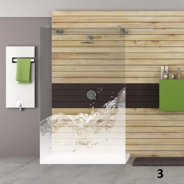 Wasserwellen-Motiv, graviertes Duschglas als Sichtschutz für die Dusche
