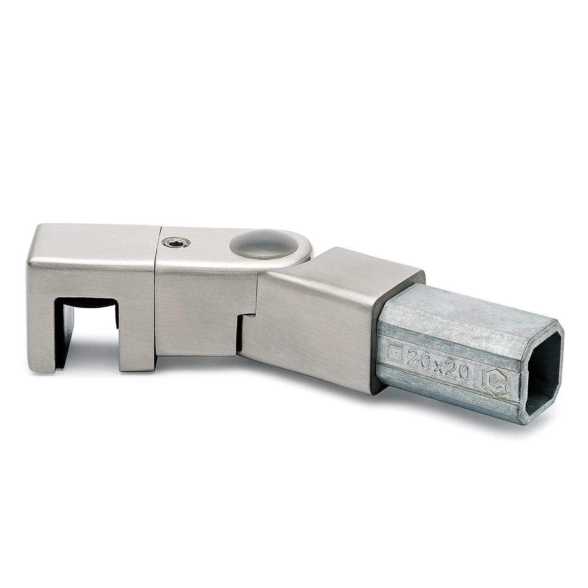 Glashalter variabel für Vierkantrohr 20 x 20 mm, Edelstahl gebürstet
