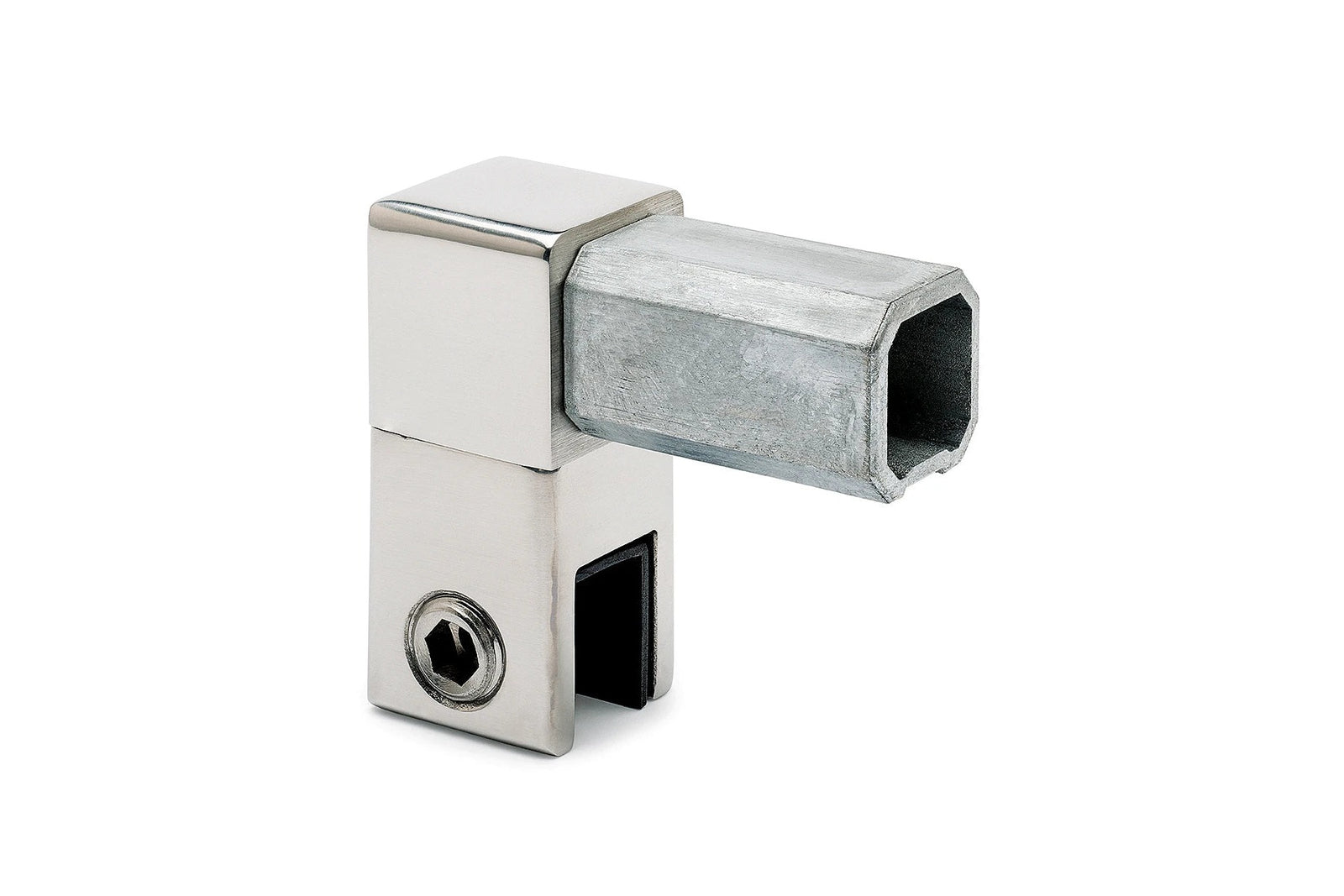 Glashalter geschlossen für Vierkantrohr 20 x 20 mm, Chrom
