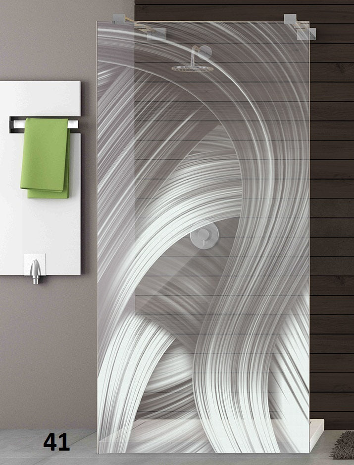 ESG Sicherheitsglas für Duschen mit Motiv oder Bild mittels Lasertechnologie, Serie Paimu