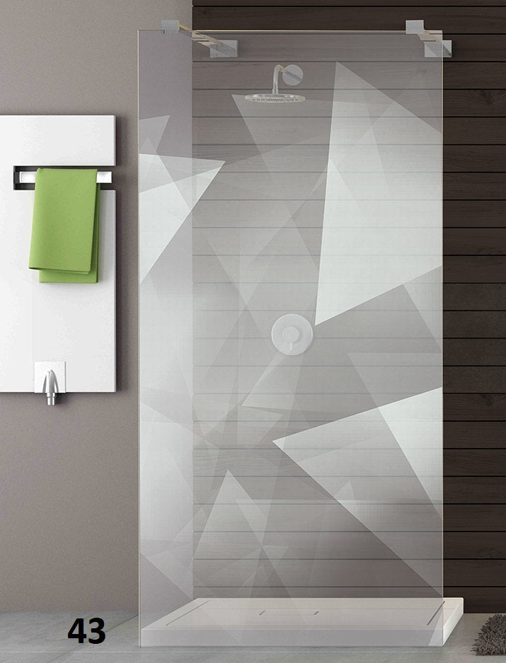 Geometrisches Facetten-Motiv, graviertes Duschglas für die Dusche