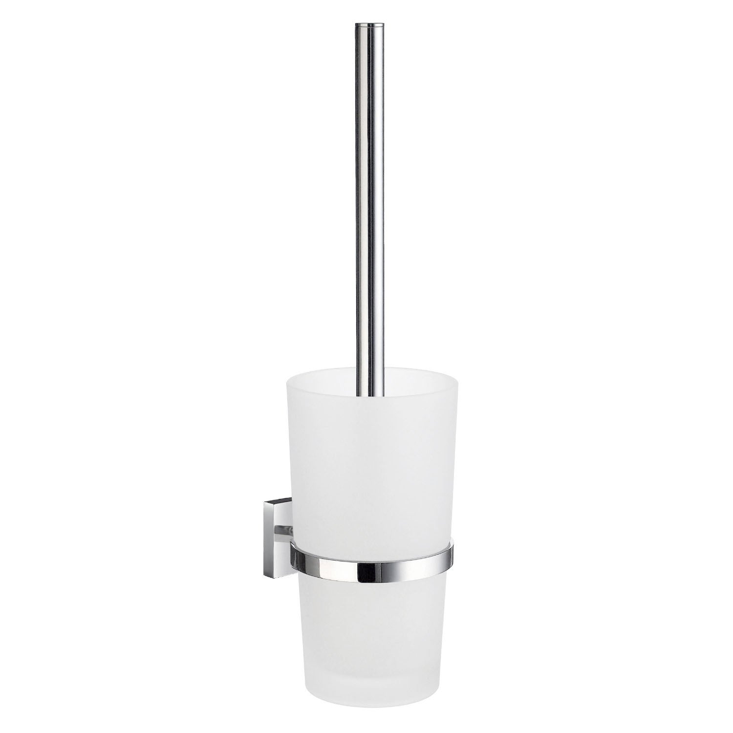 HOUSE WC-Bürste mit Mattglas-Behälter Wandmodell, Oberfläche Chrom poliert