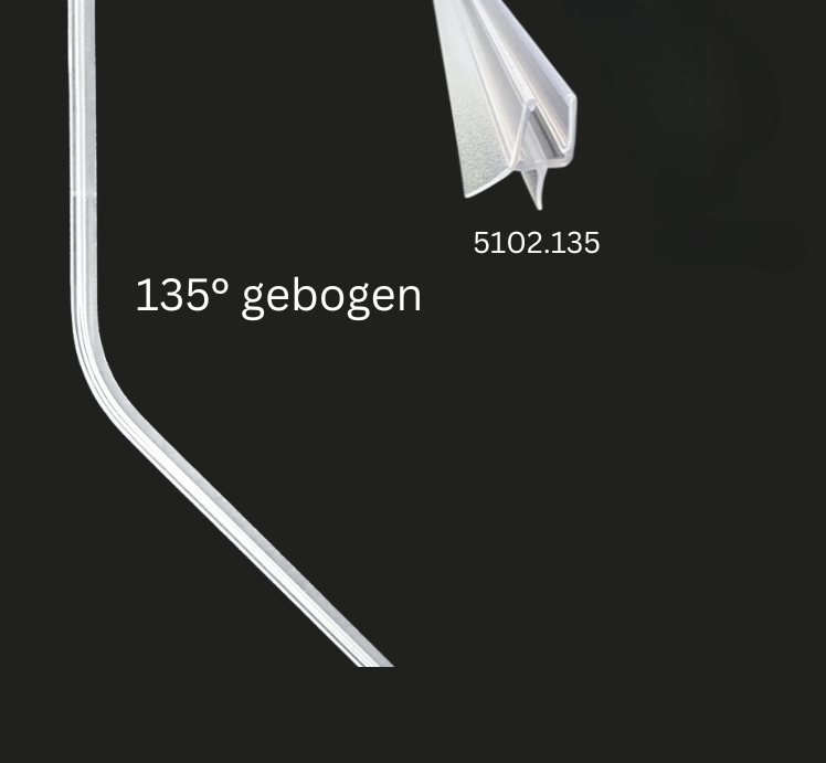 Gebogene Dusch-Türdichtung 135° für Fünfeckduschen – Für 6 oder 8 mm Glas – Art.Nr. 5102.135