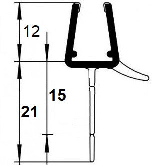Duschdichtung mit kürzbarer 20 mm Lippe – Für 6 oder 8 mm Glas, Lücken 18-22 mm – Art.Nr. 5104