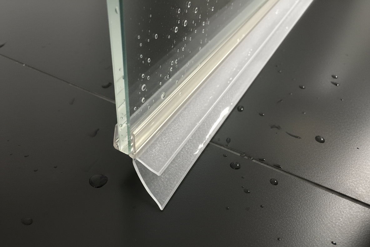 Bodendichtung für Duschtür unten mit anpassbarer 30 mm Lippe – Für 6 und 8 mm Glas – Art.Nr. 5160