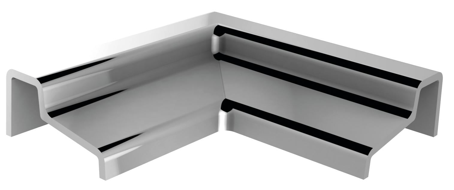 Eckverbinder kurz für Schwallschutzprofil Aluminium glänzend 8x15 mm