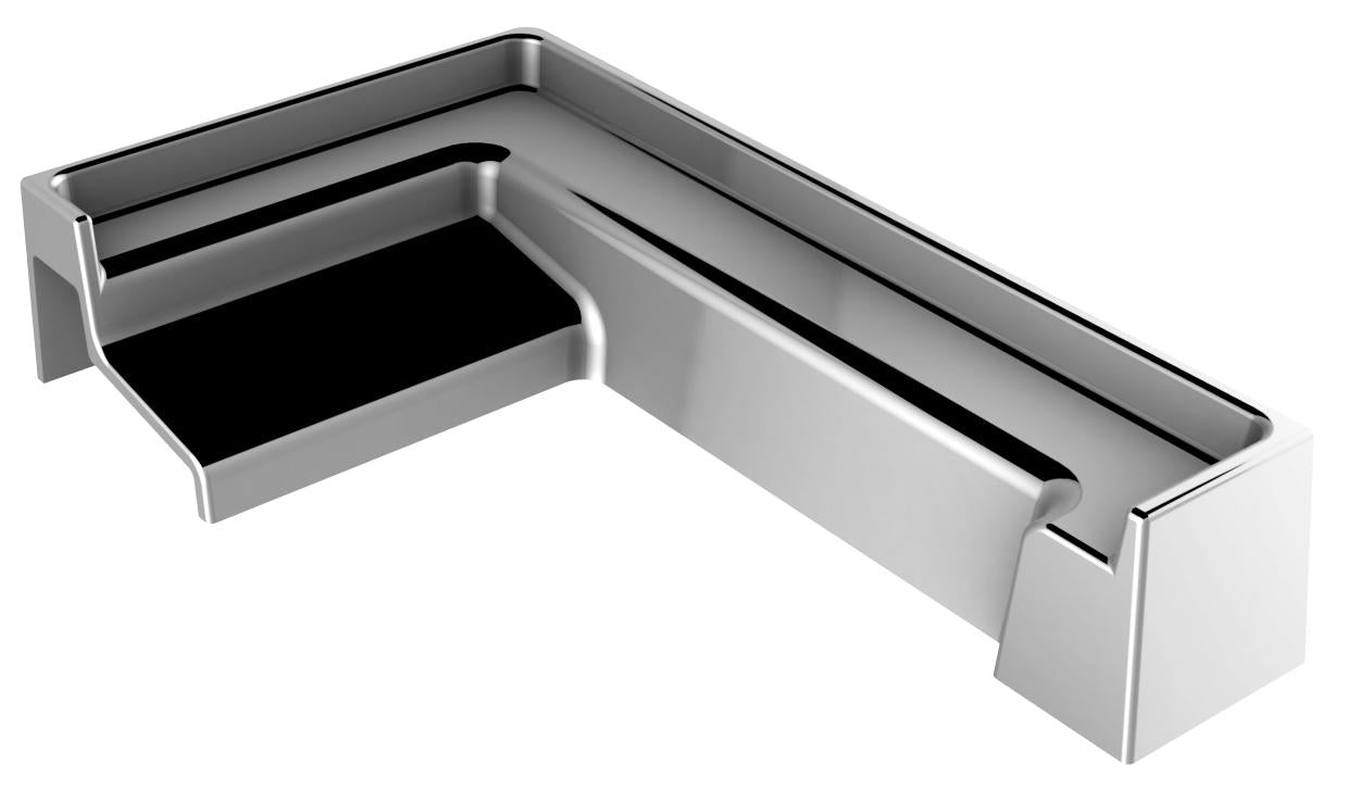 Endkappe links lang für Schwallschutzprofil Aluminium glänzend 8x15 mm