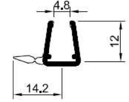 Überlappungsdichtung für Schiebetüren – Für 6 oder 8 mm Glas universal, Lücken 8-12 mm – Art.Nr. 5211
