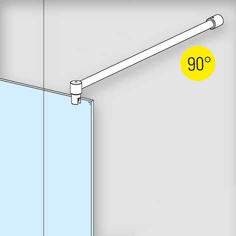 Edelstahl Stabistangen-Set Glas-Wand 90° – Ø 19 mm, maximale Stabilität für 6-10 mm Glas – Art.Nr. 6018/6020