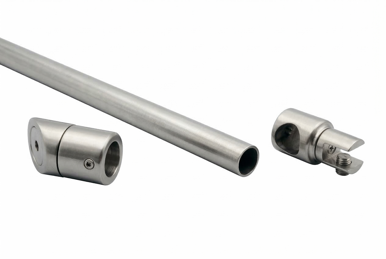 Stabistangen-Set 6017/6019 – Edelstahl V2A Ø 19 mm, Glas-Wand 45°