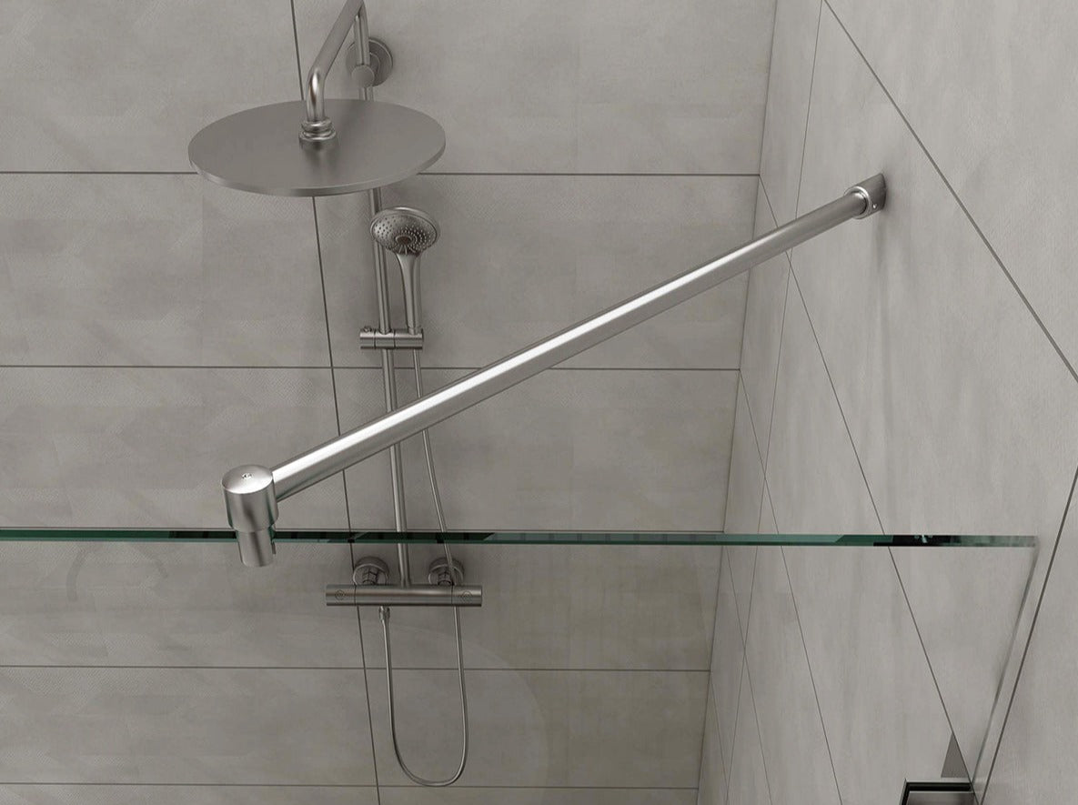 Stabistangen-Set Glas-Wand 45° – Edelstahl, 19 mm Rohr, 250 mm oder 1000 mm, für 6-10 mm Glas