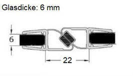 Schwarze Magnetdichtung 180° (2x 45°) – Für 6 oder 8 mm Glas universal – 1 Paar (2-tlg.) – Art.Nr. 6072-B/6082-B