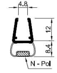 Magnetdichtungspaar 135° (1x45° + 1x90°) für Fünfeckduschen – Für 6 oder 8 mm Glas – Art.Nr. 6092/6082