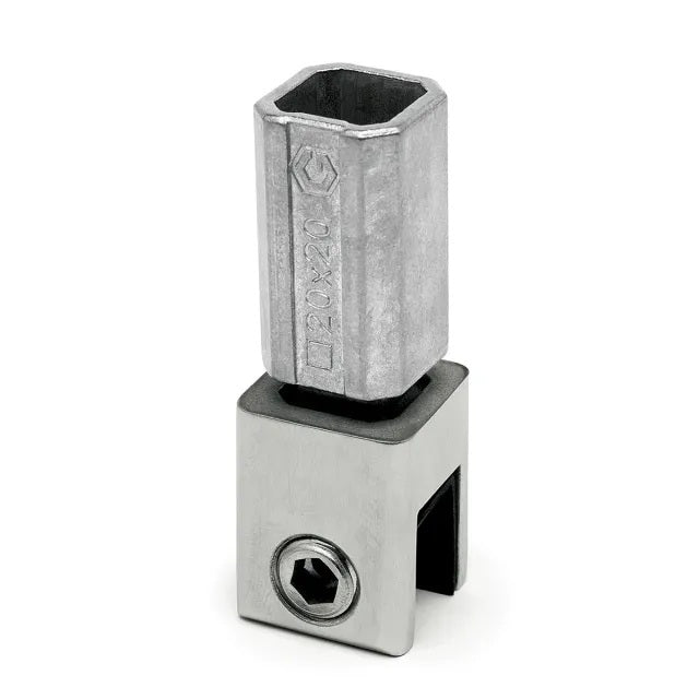 Stabistangen-Set 6415 – Vierkant 20x20 mm V2A, Glas-Decke vertikal