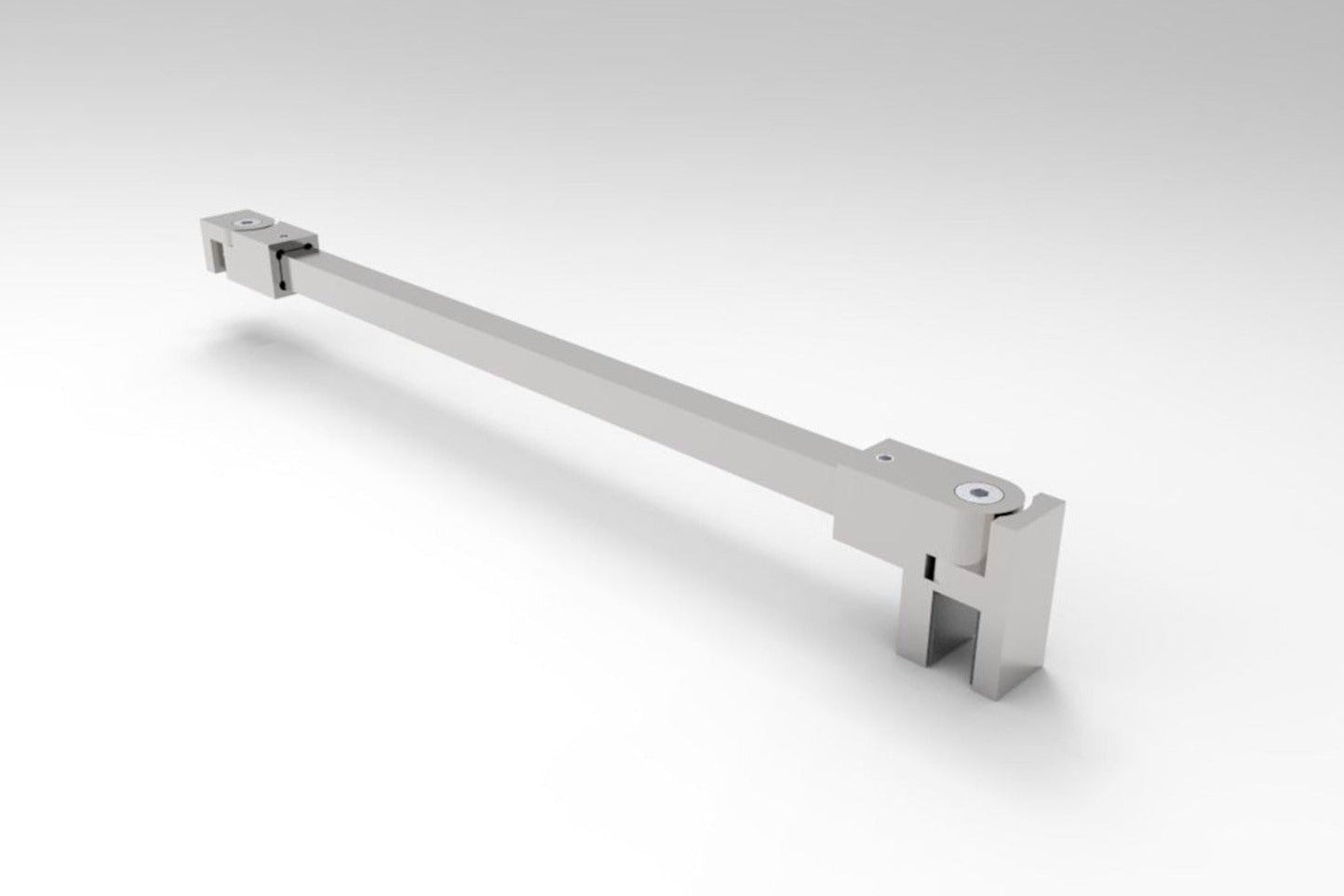 Stabilisierungsstangen Komplettset, eckig 12×12 mm, 1200 mm, Glas-Wand, winkelverstellbar, für 8-10 mm Glas, Art.Nr. SQ1212SET