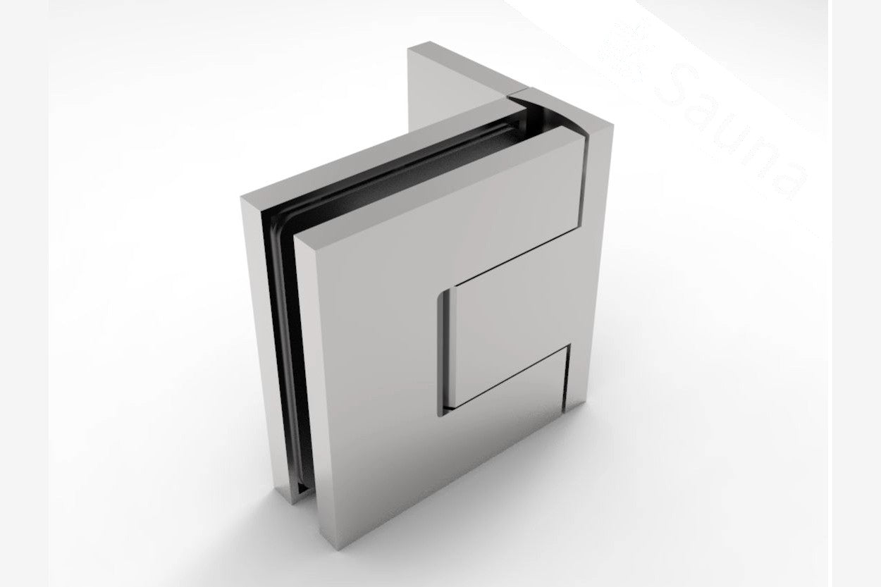 Pendeltürband Sauna 90° Glas-Wand, einstellbar, für 8 mm Glas, 12 Oberflächen, Art.Nr. BELS344