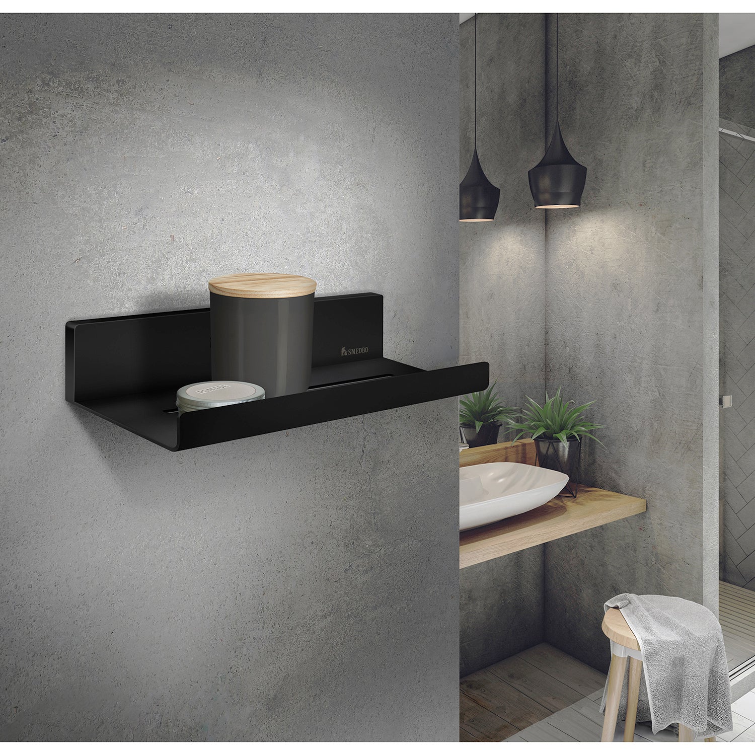 Smedbo Sideline Duschregal Schwarz Lifestyle