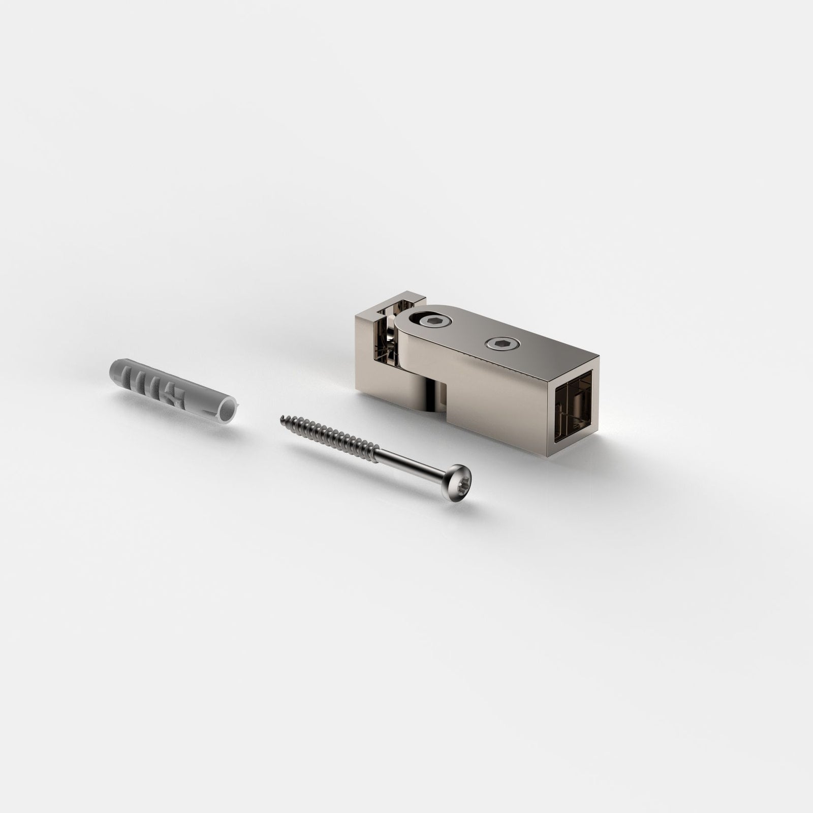 Wandhalter verstellbar für Stabistange eckig 15×15 mm, glanzvernickelt