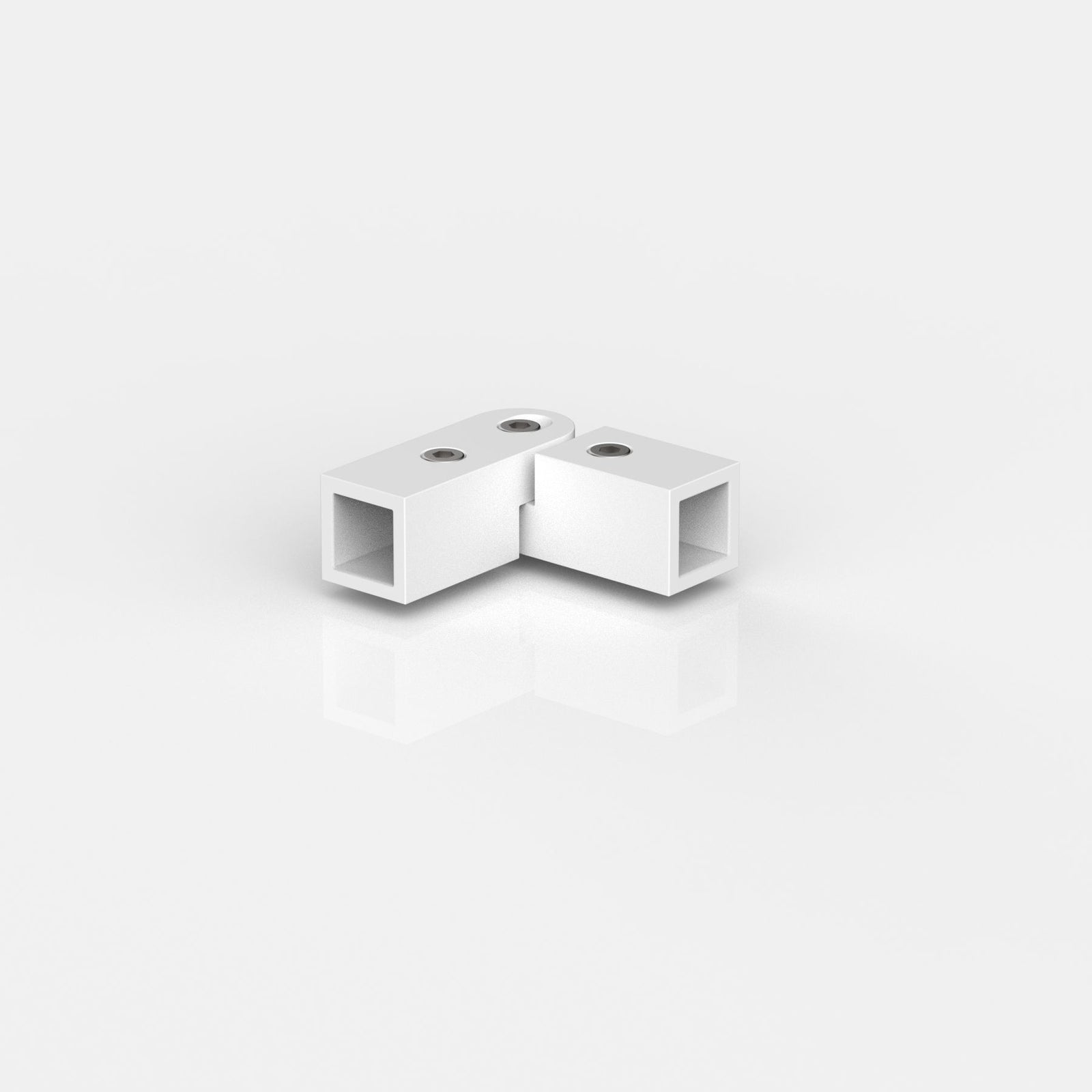 Ecke verstellbar für Stabistange eckig 15×15 mm, weiß matt