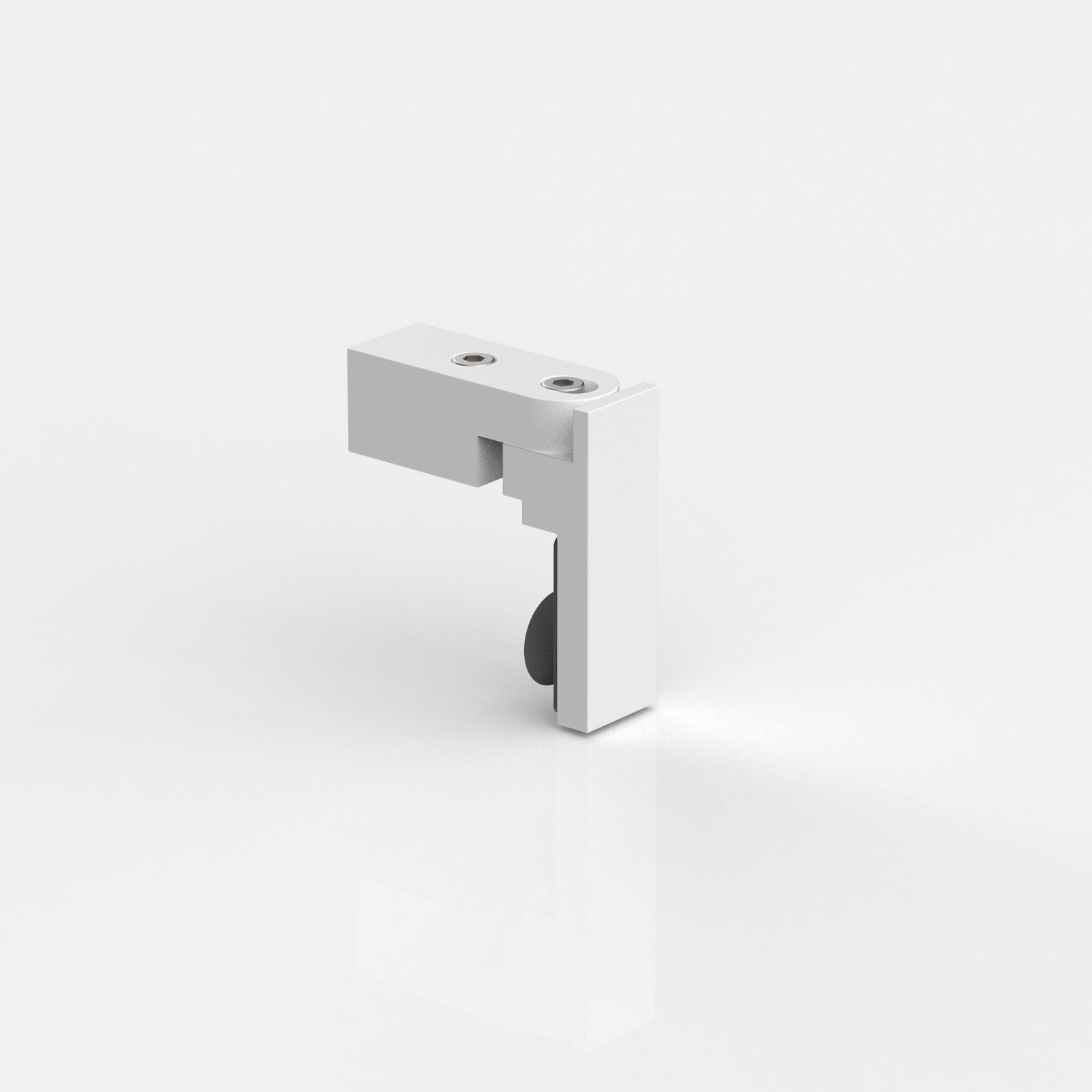 Glashalter flächenbündig für Stabistange eckig 15×15 mm, weiß matt