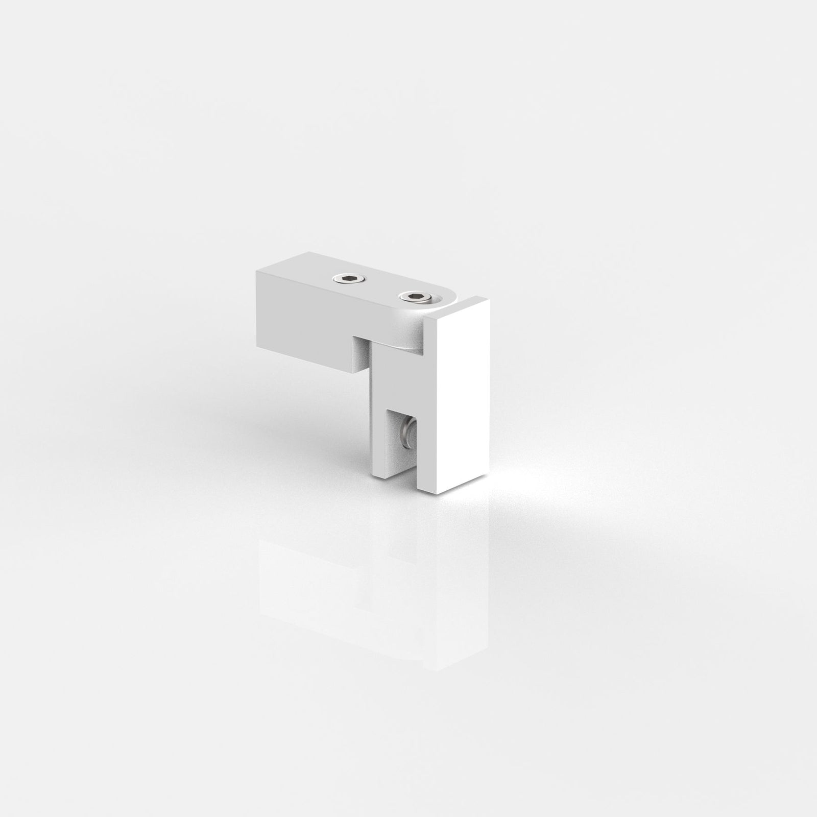 Glashalter komplett für Stabistange eckig 15×15 mm, weiß matt