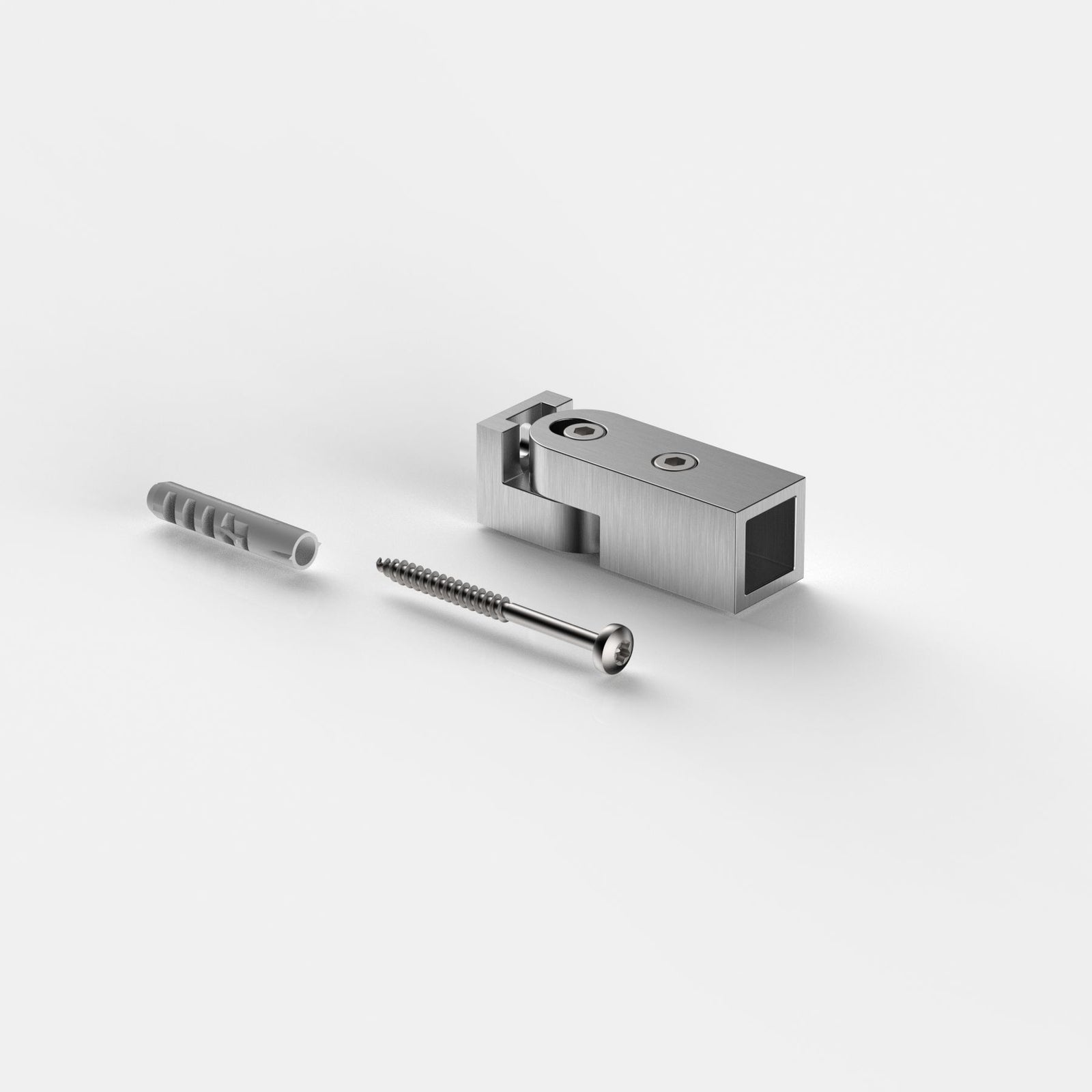 Wandhalter verstellbar für Stabistange eckig 15×15 mm, Edelstahloptik