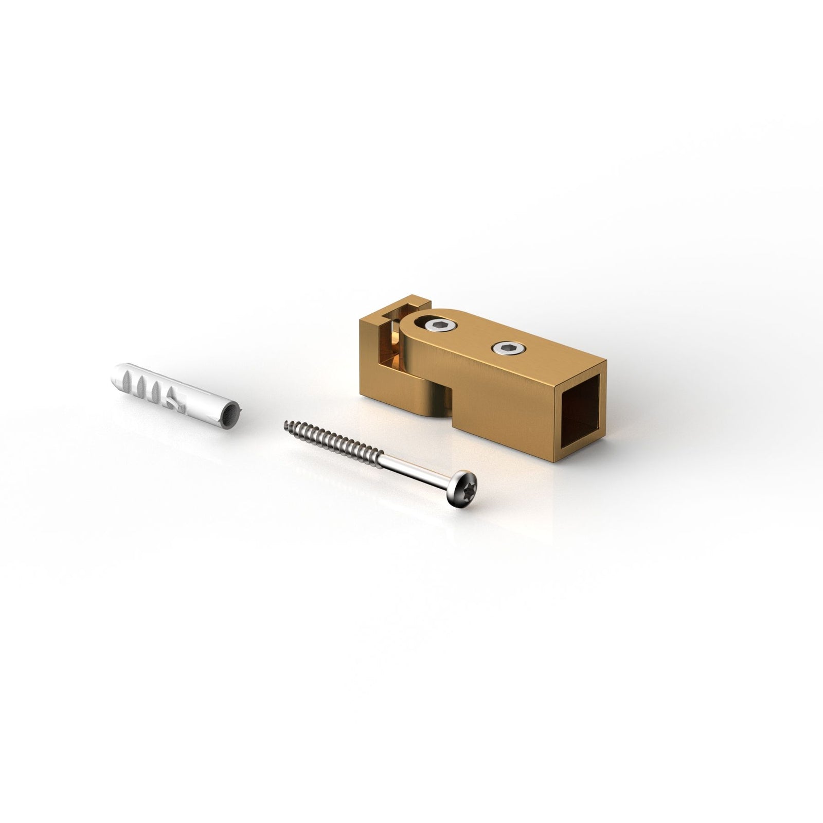 Wandhalter verstellbar für Stabistange eckig 15×15 mm, Goldbronze gebürstet