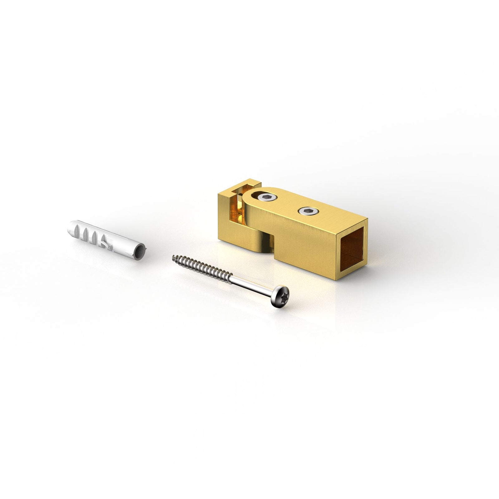 Wandhalter verstellbar für Stabistange eckig 15×15 mm, Goldoptik gebürstet