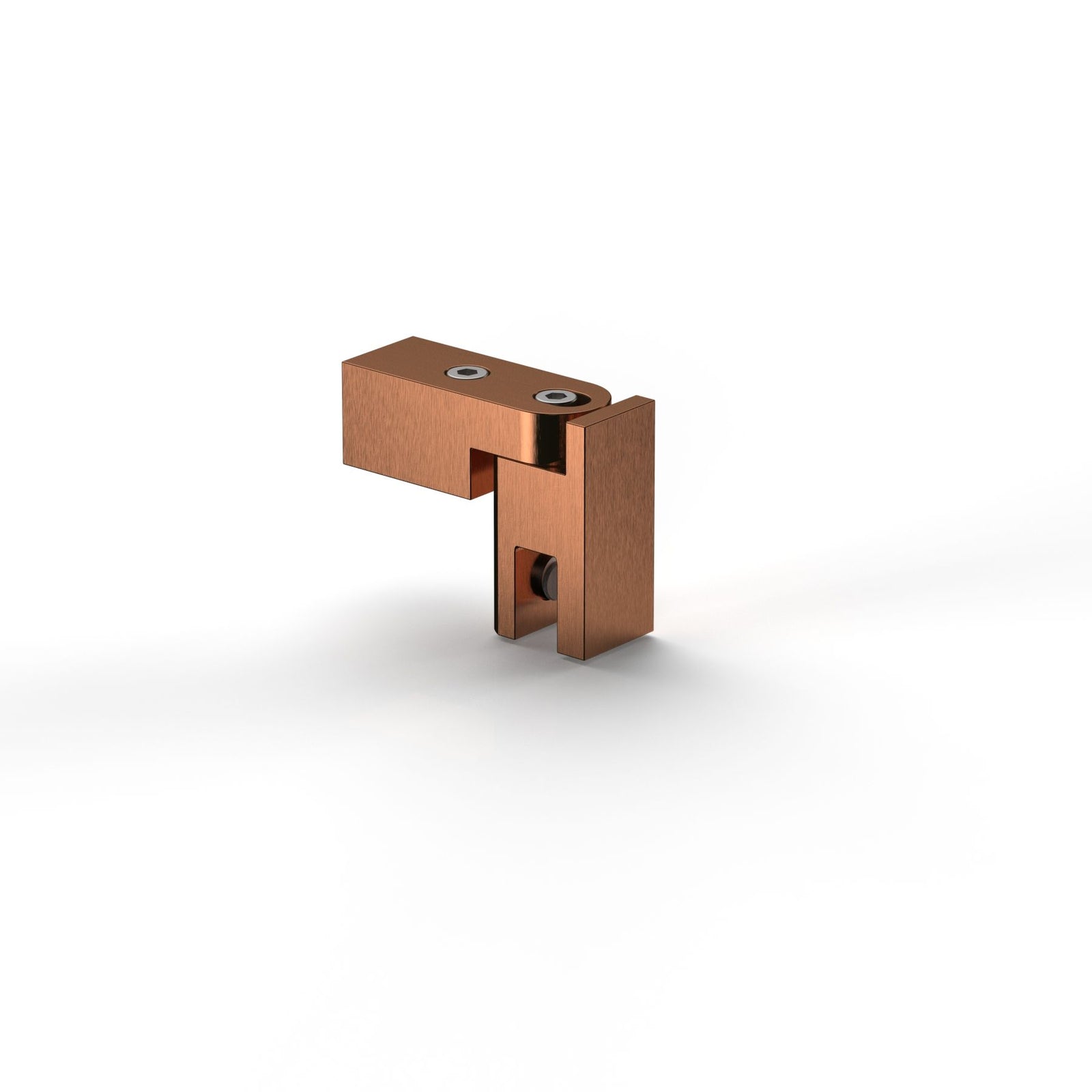 Glashalter komplett für Stabistange eckig 15×15 mm, Kupferoptik gebürstet