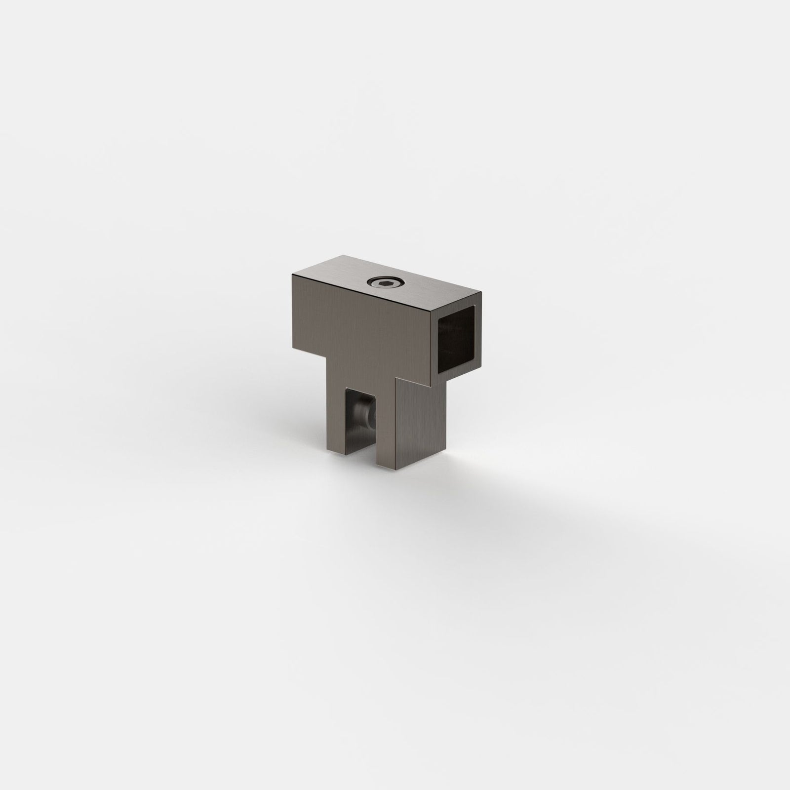 T-Verbinder 2 Rohre für Stabistange eckig 15×15 mm, Graphitmetall-Optik gebürstet