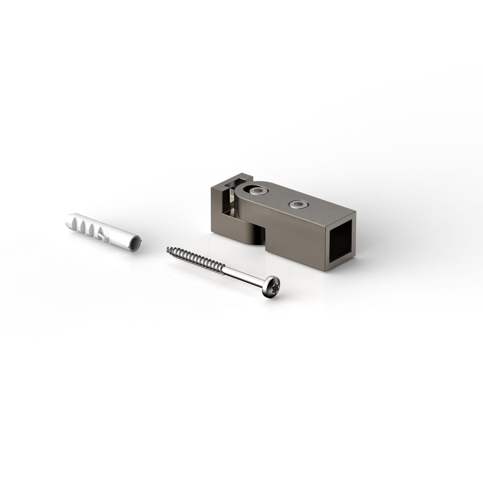 Wandhalter verstellbar für Stabistange eckig 15×15 mm, Graphitmetall-Optik gebürstet