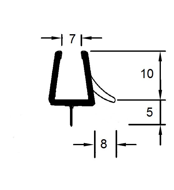 Duschdichtung 8879 – kurze Abtropfleiste & Lippe, 4 mm Spalt