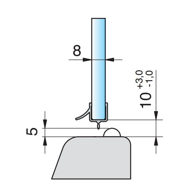 Duschdichtung 8879 – kurze Abtropfleiste & Lippe, 4 mm Spalt