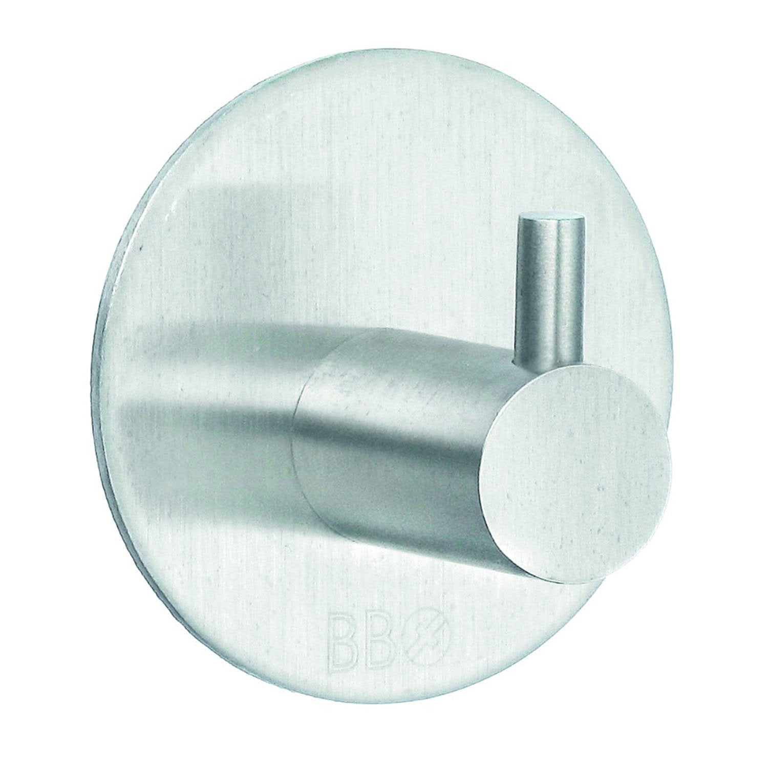 Selbstklebender Design-Einzelhaken rund, Edelstahl gebürstet