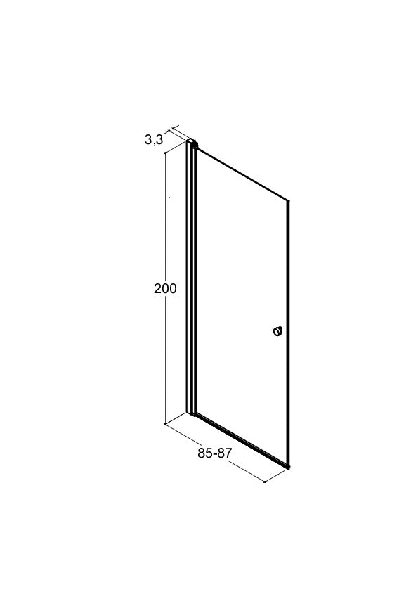 Maßzeichnung Match Drehtür, Höhe 200 cm