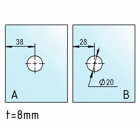 Glasbearbeitung Winkelverbinder Glas-Glas 90° für 8 mm Glas