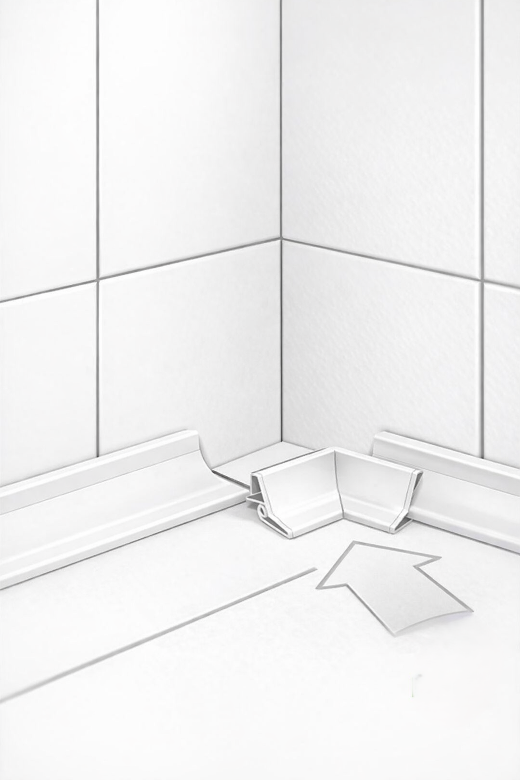 Fugenabdeckprofil BP/25 – PVC weiß, Duschwanne zur Wand